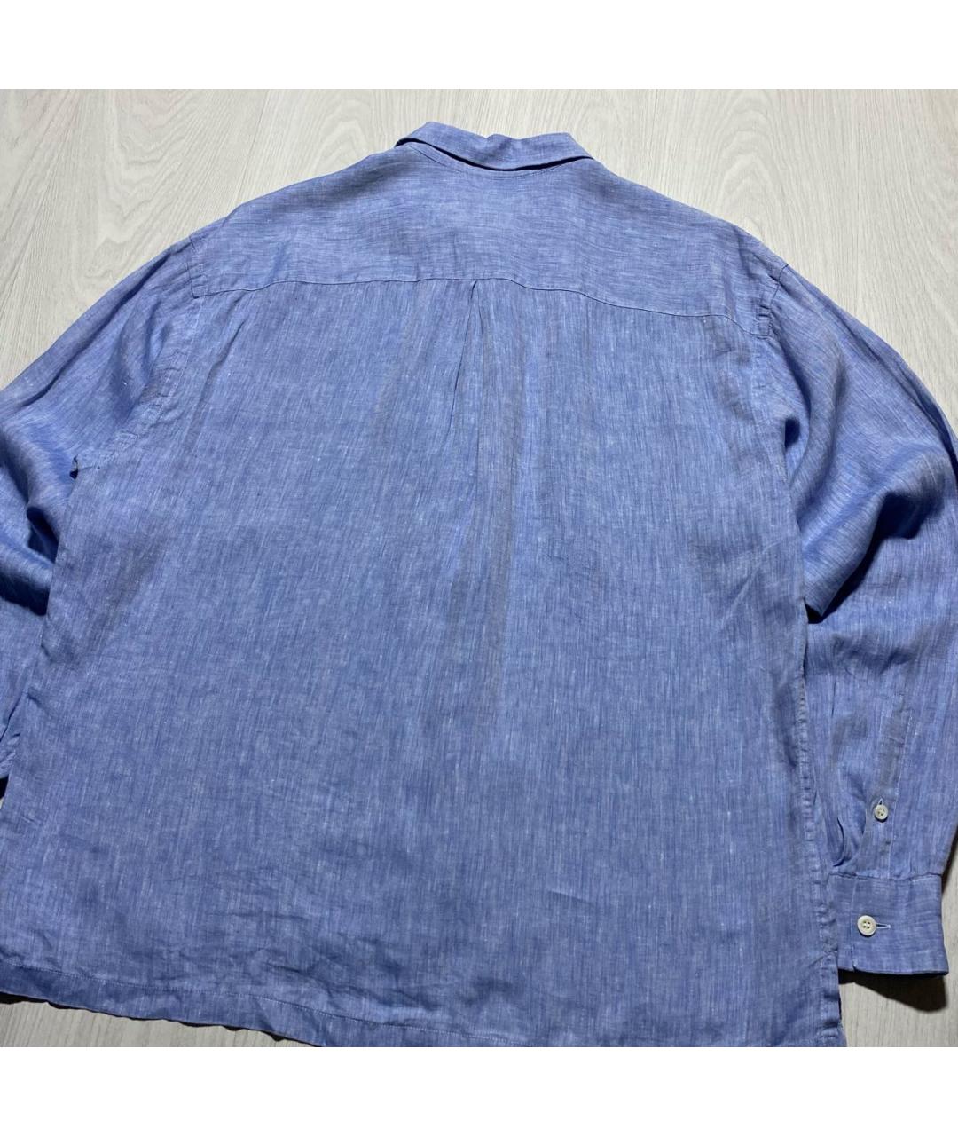 ERMENEGILDO ZEGNA XXX Голубая льняная кэжуал рубашка, фото 7