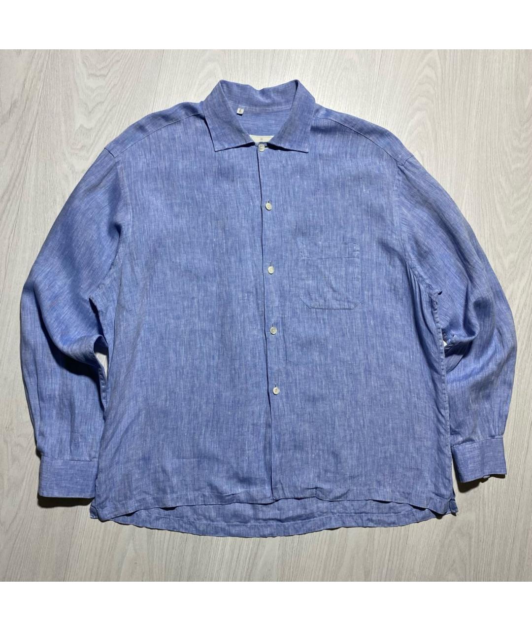 ERMENEGILDO ZEGNA XXX Голубая льняная кэжуал рубашка, фото 5