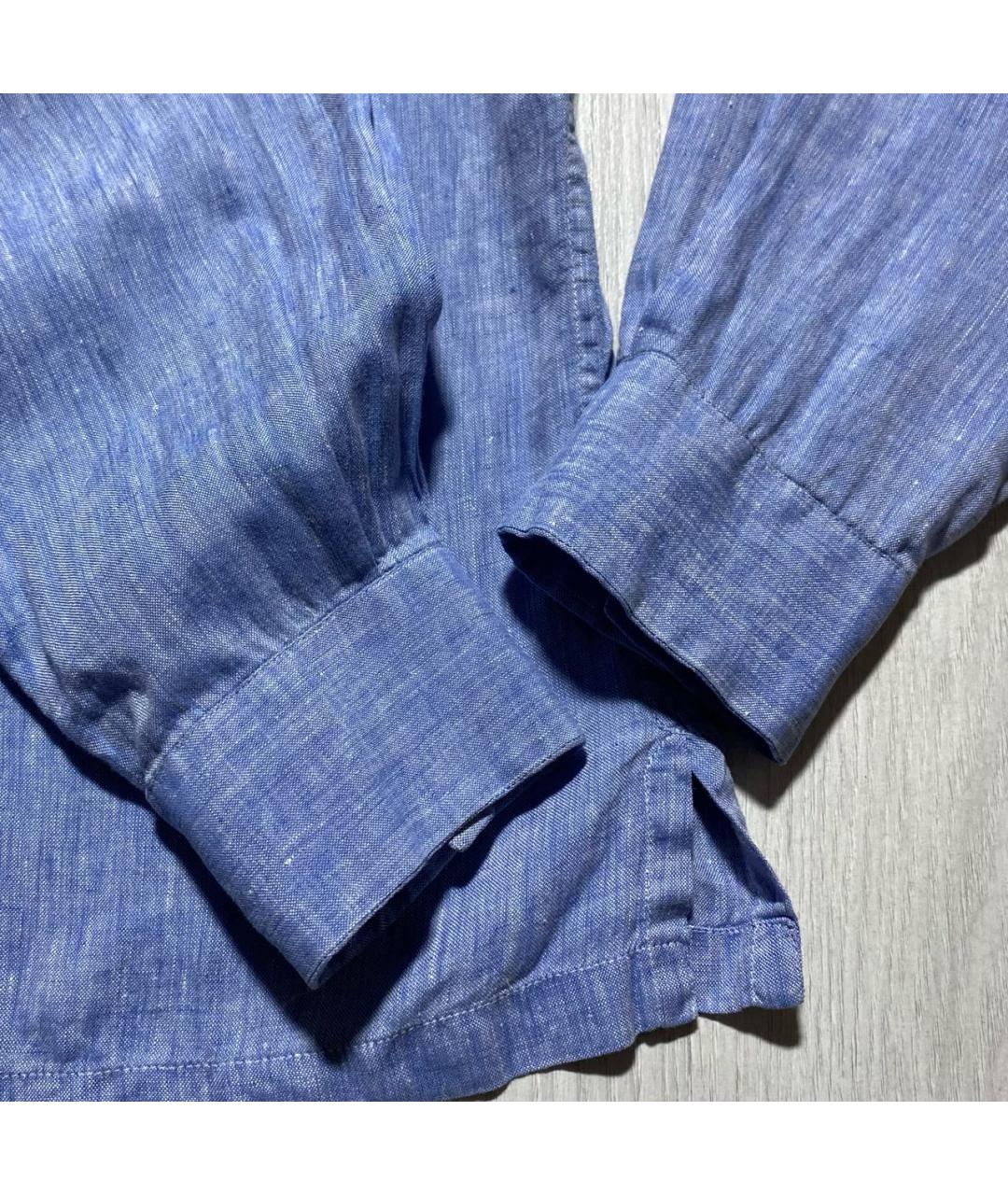 ERMENEGILDO ZEGNA XXX Голубая льняная кэжуал рубашка, фото 8