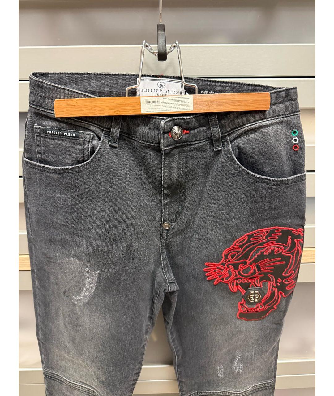 PHILIPP PLEIN Черные хлопковые детские джинсы, фото 3
