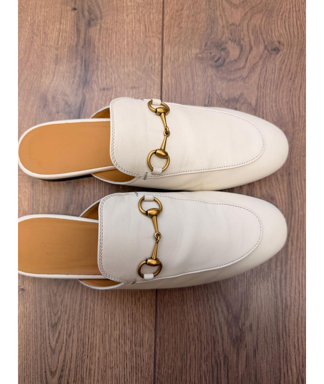 GUCCI Белые кожаные лоферы, фото 6