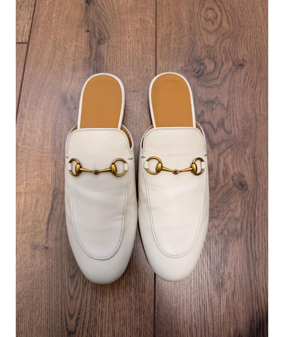GUCCI Белые кожаные лоферы, фото 2