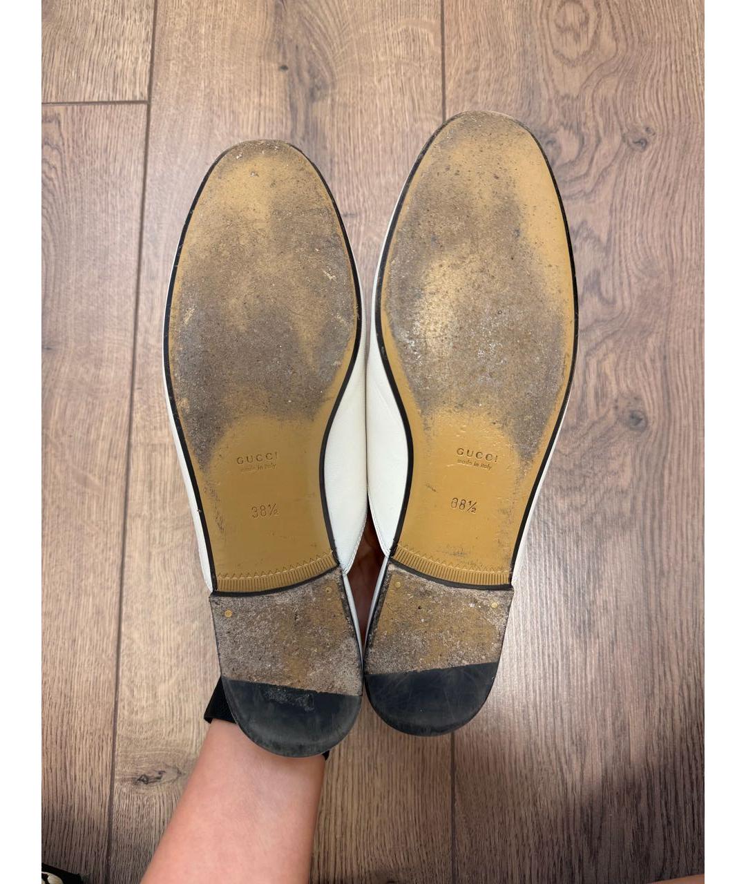 GUCCI Белые кожаные лоферы, фото 4