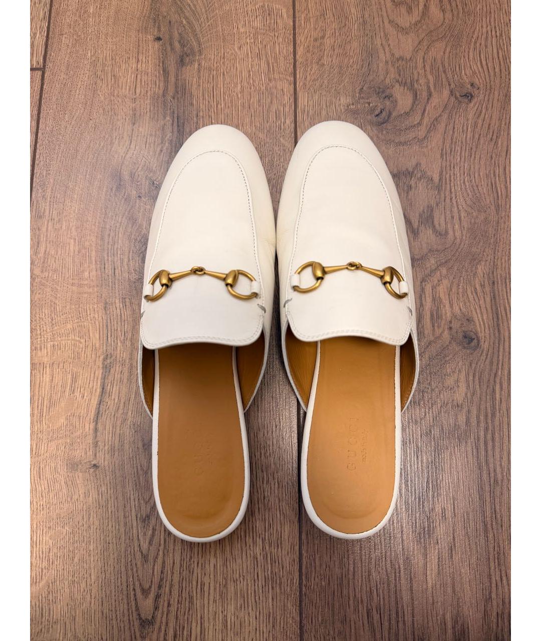 GUCCI Белые кожаные лоферы, фото 3