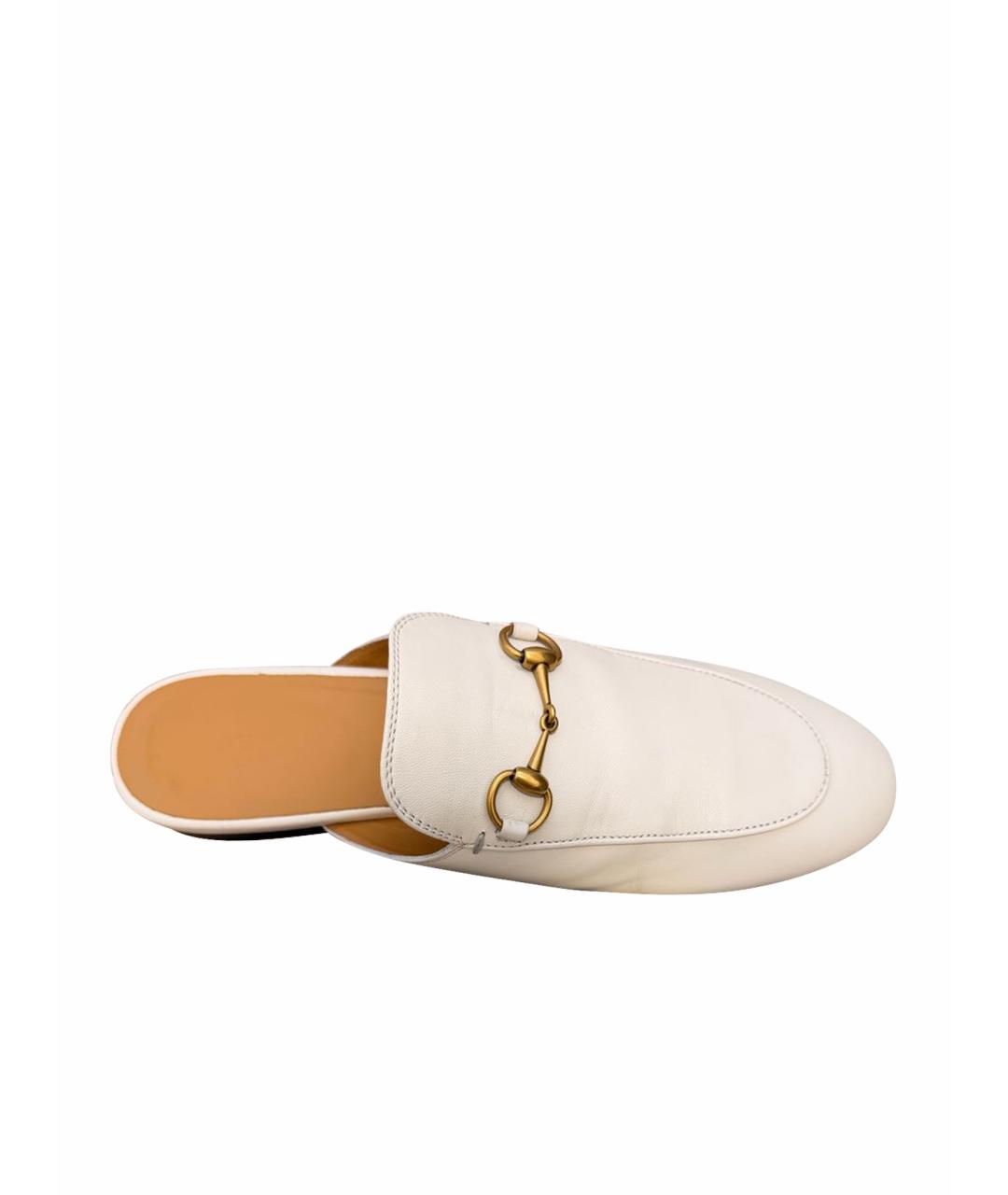 GUCCI Белые кожаные лоферы, фото 1