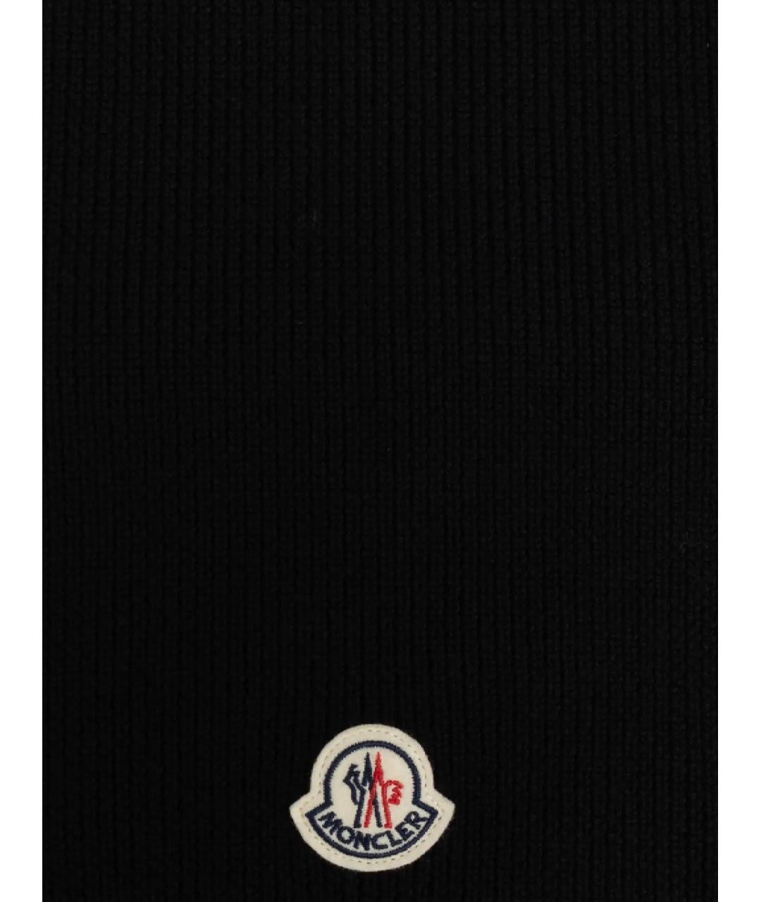 MONCLER Черный шерстяной шарф, фото 4