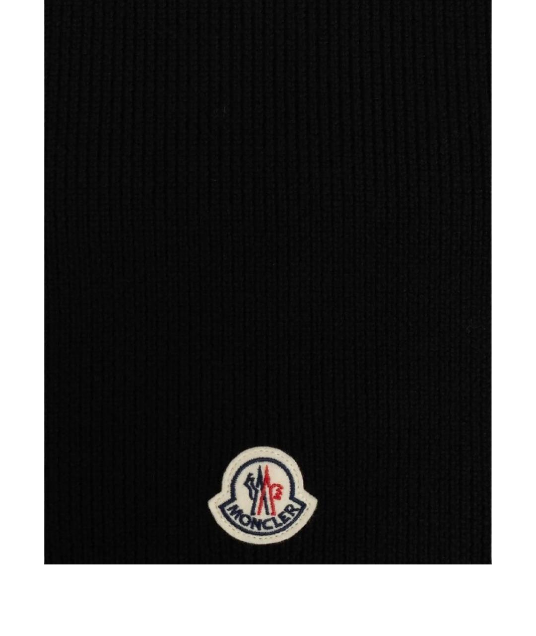 MONCLER Черный шерстяной шарф, фото 1