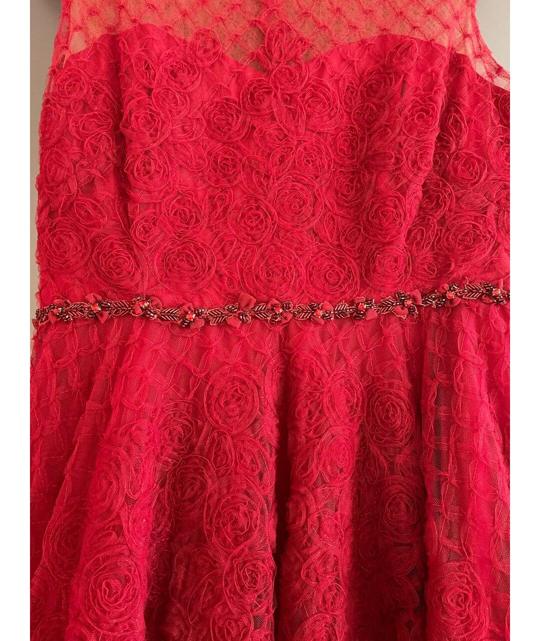 MARCHESA NOTTE Бордовое полиэстеровое вечернее платье, фото 4