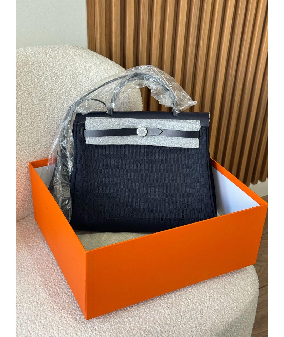 HERMES Темно-синяя тканевая сумка через плечо, фото 6