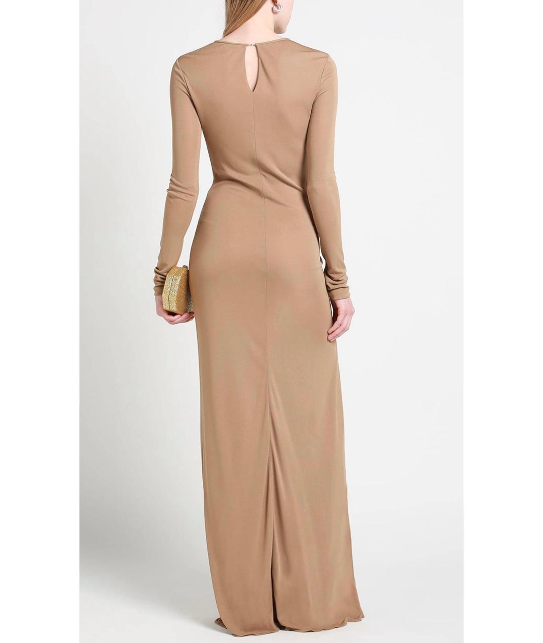 SAINT LAURENT Бежевое вискозное коктейльное платье, фото 8