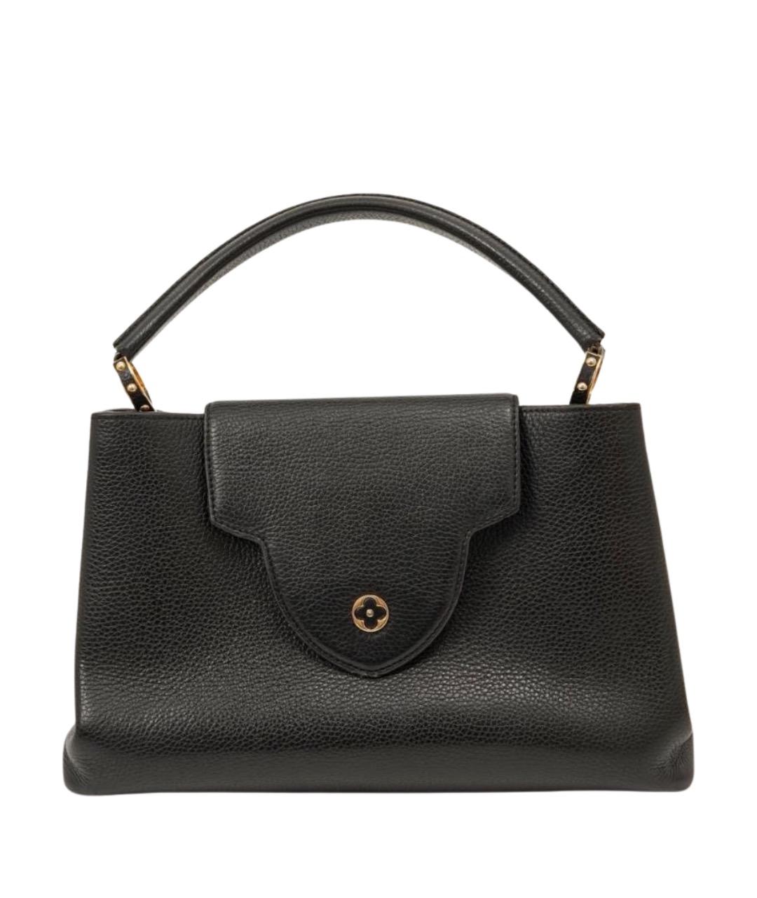 LOUIS VUITTON Черная кожаная сумка с короткими ручками, фото 1