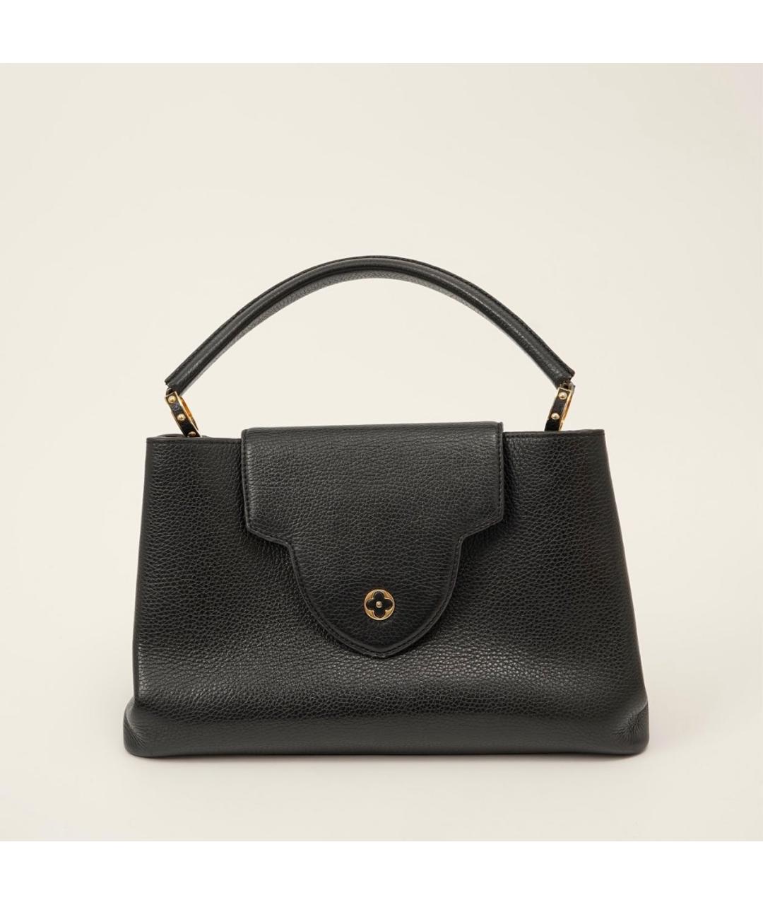 LOUIS VUITTON Черная кожаная сумка с короткими ручками, фото 9