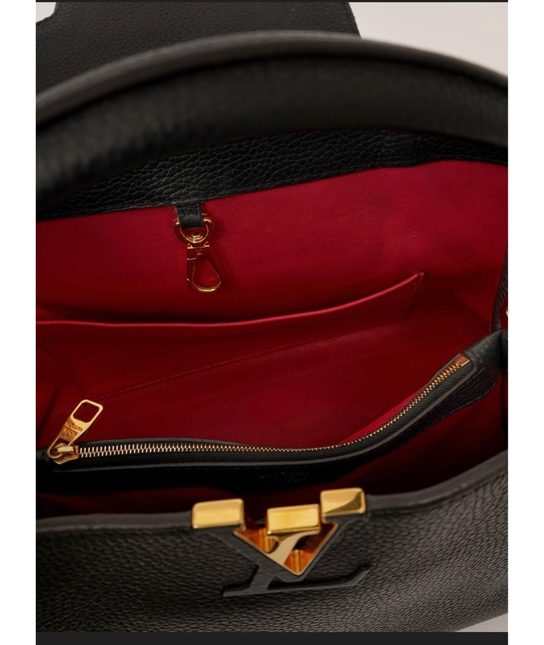 LOUIS VUITTON Черная кожаная сумка с короткими ручками, фото 4