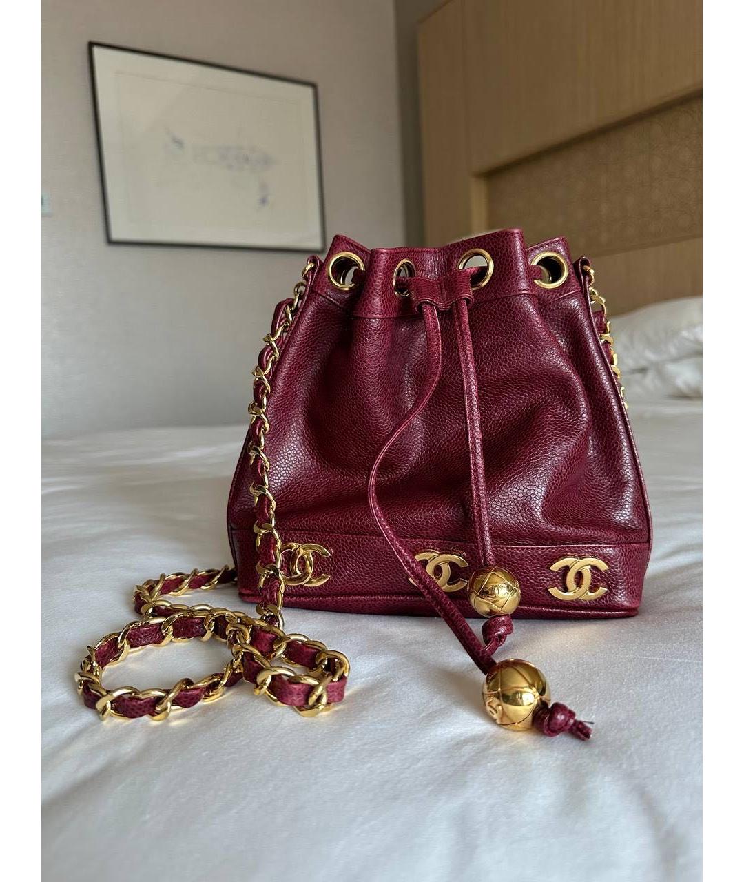 CHANEL Бордовая кожаная сумка через плечо, фото 5