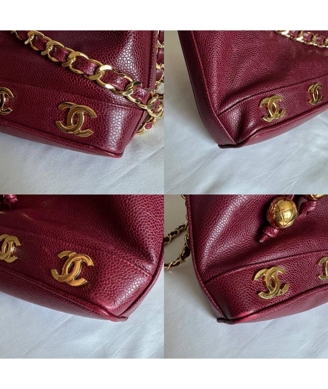 CHANEL Бордовая кожаная сумка через плечо, фото 3