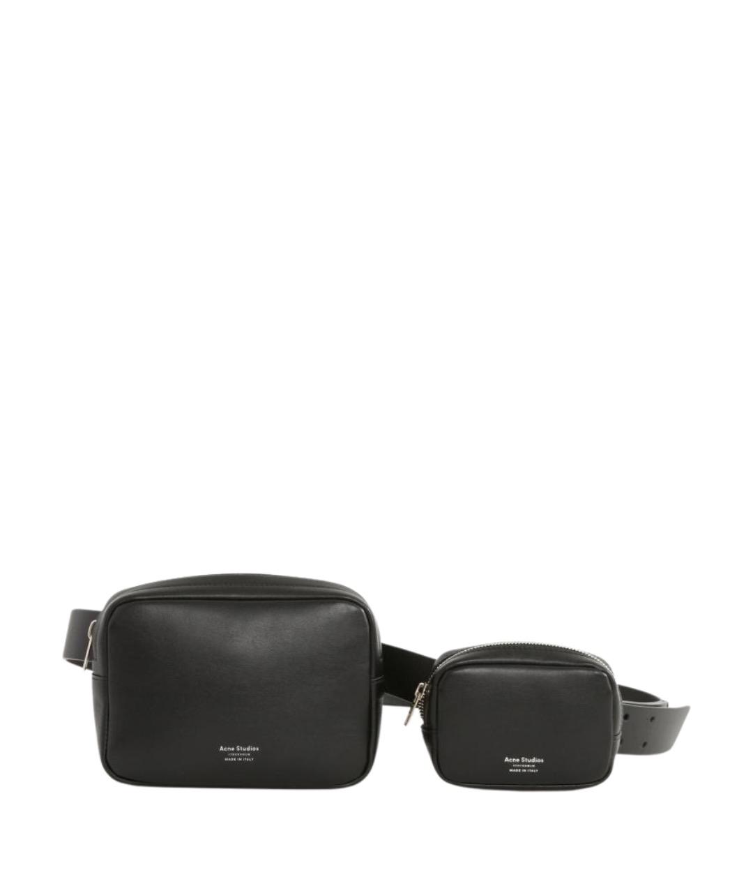 ACNE STUDIOS Черная кожаная поясная сумка, фото 1