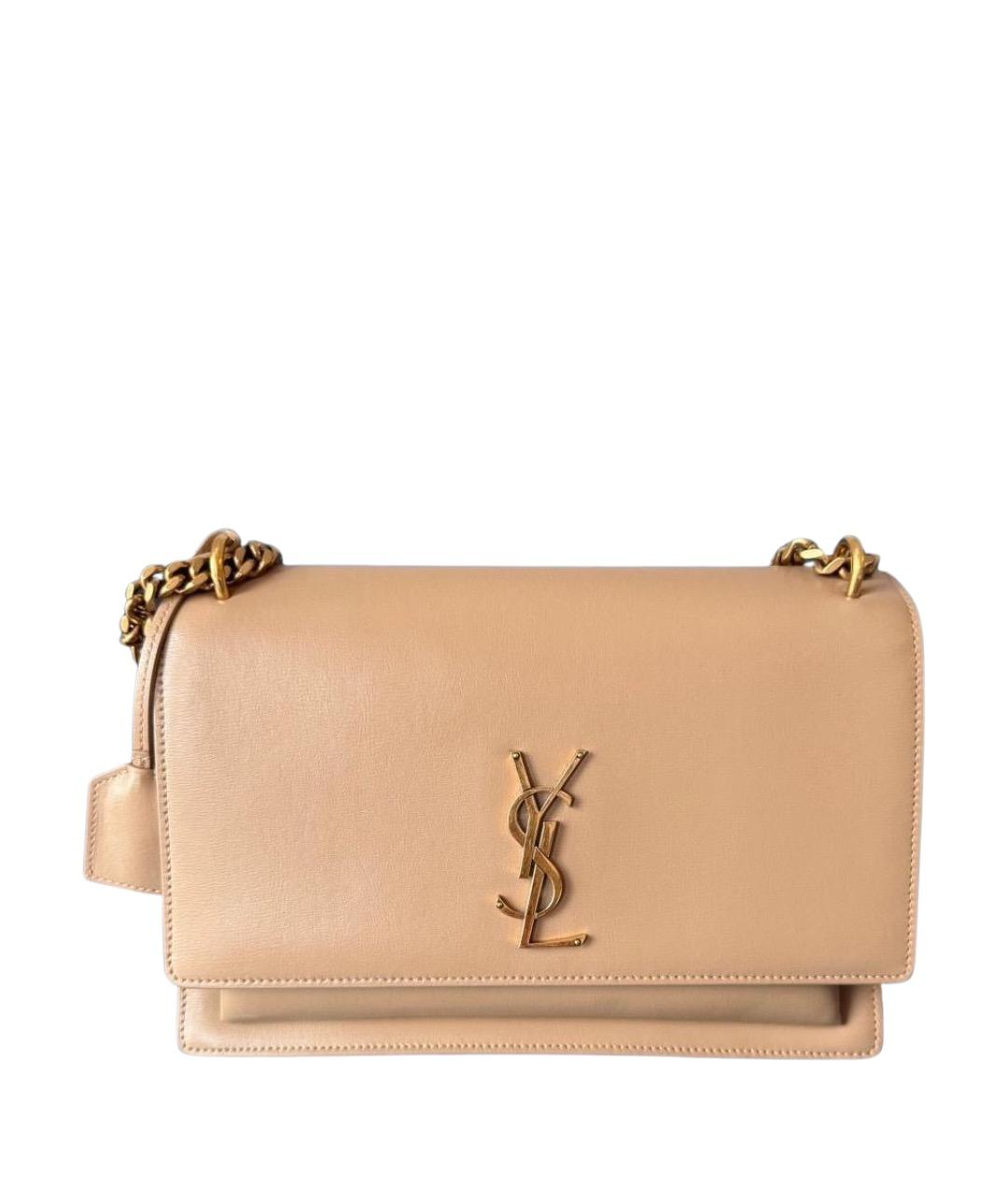 SAINT LAURENT Бежевая кожаная сумка через плечо, фото 1