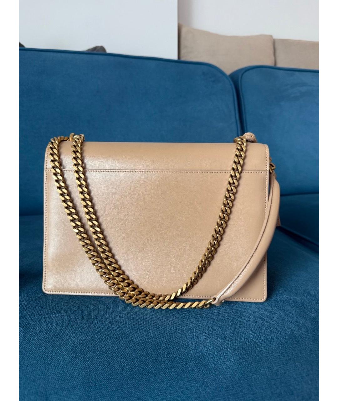 SAINT LAURENT Бежевая кожаная сумка через плечо, фото 2
