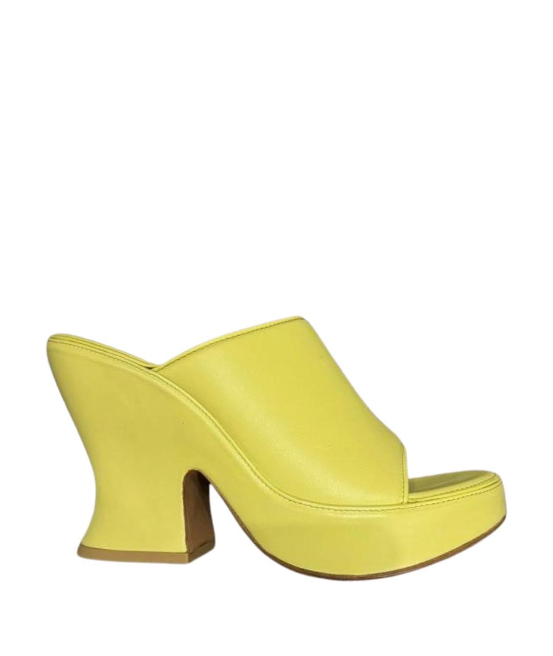 BOTTEGA VENETA Желтые кожаные босоножки, фото 1