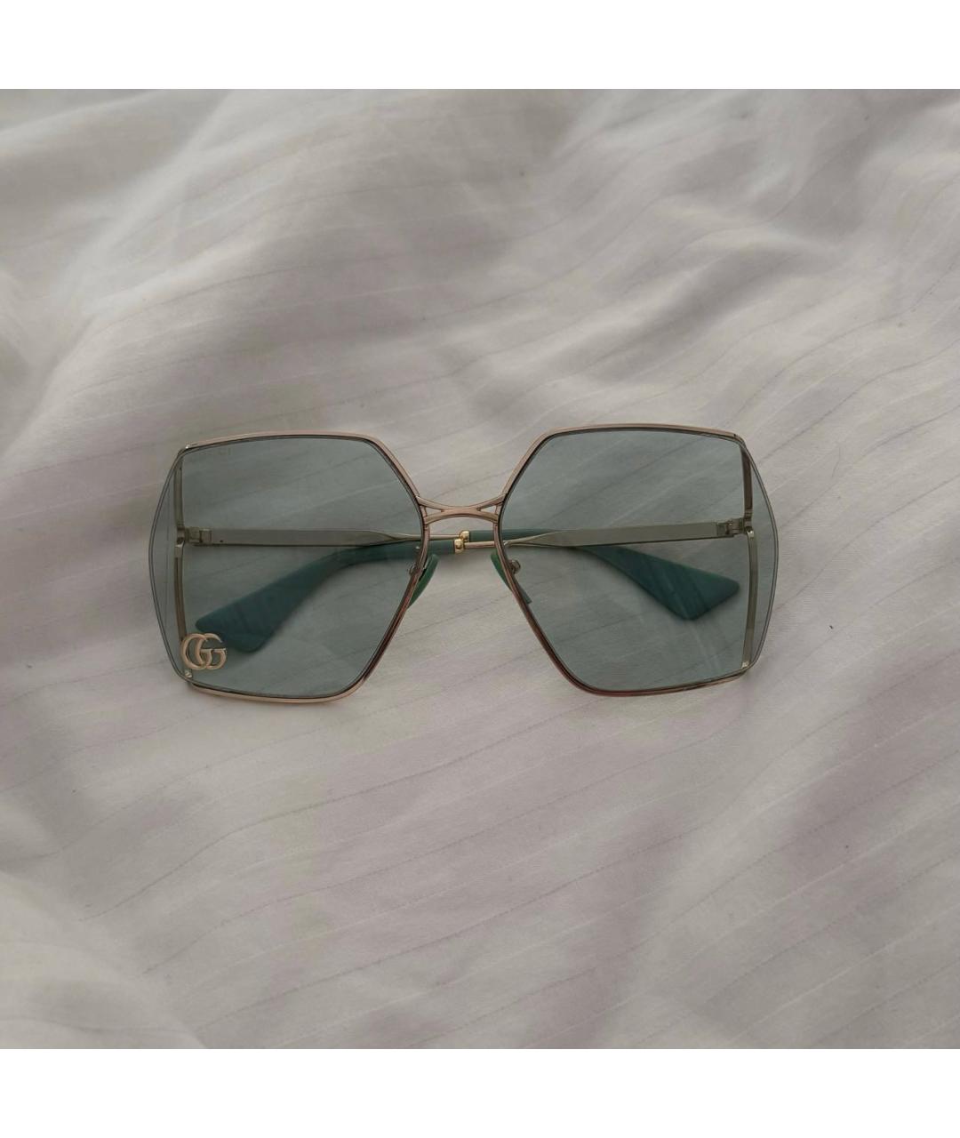 GUCCI Золотые металлические солнцезащитные очки, фото 5