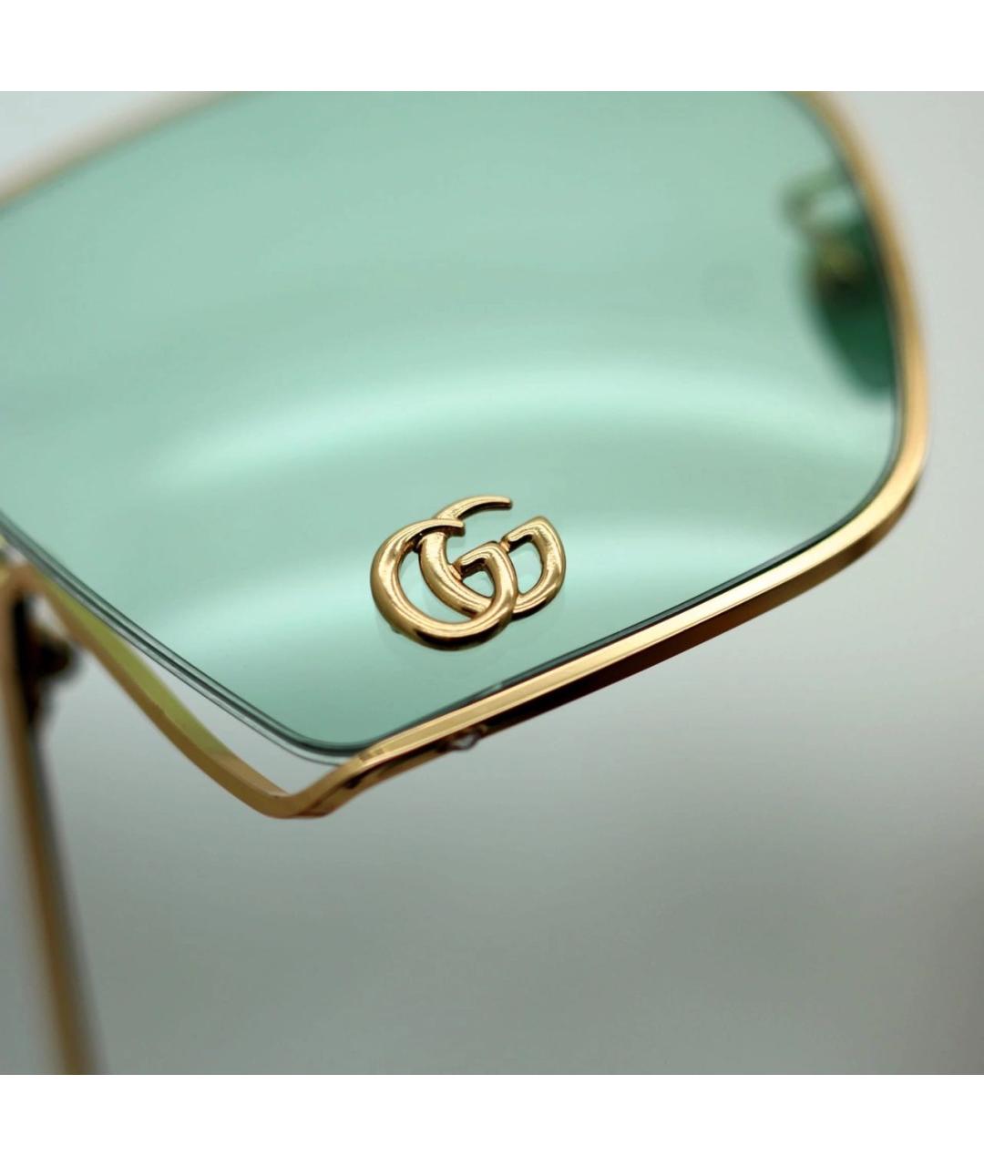 GUCCI Золотые металлические солнцезащитные очки, фото 6