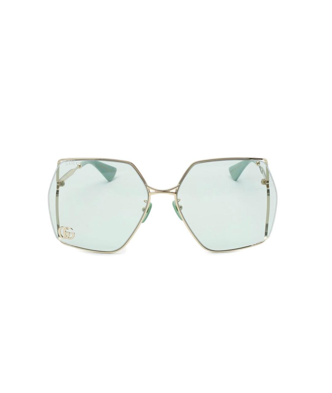 GUCCI Золотые металлические солнцезащитные очки, фото 8