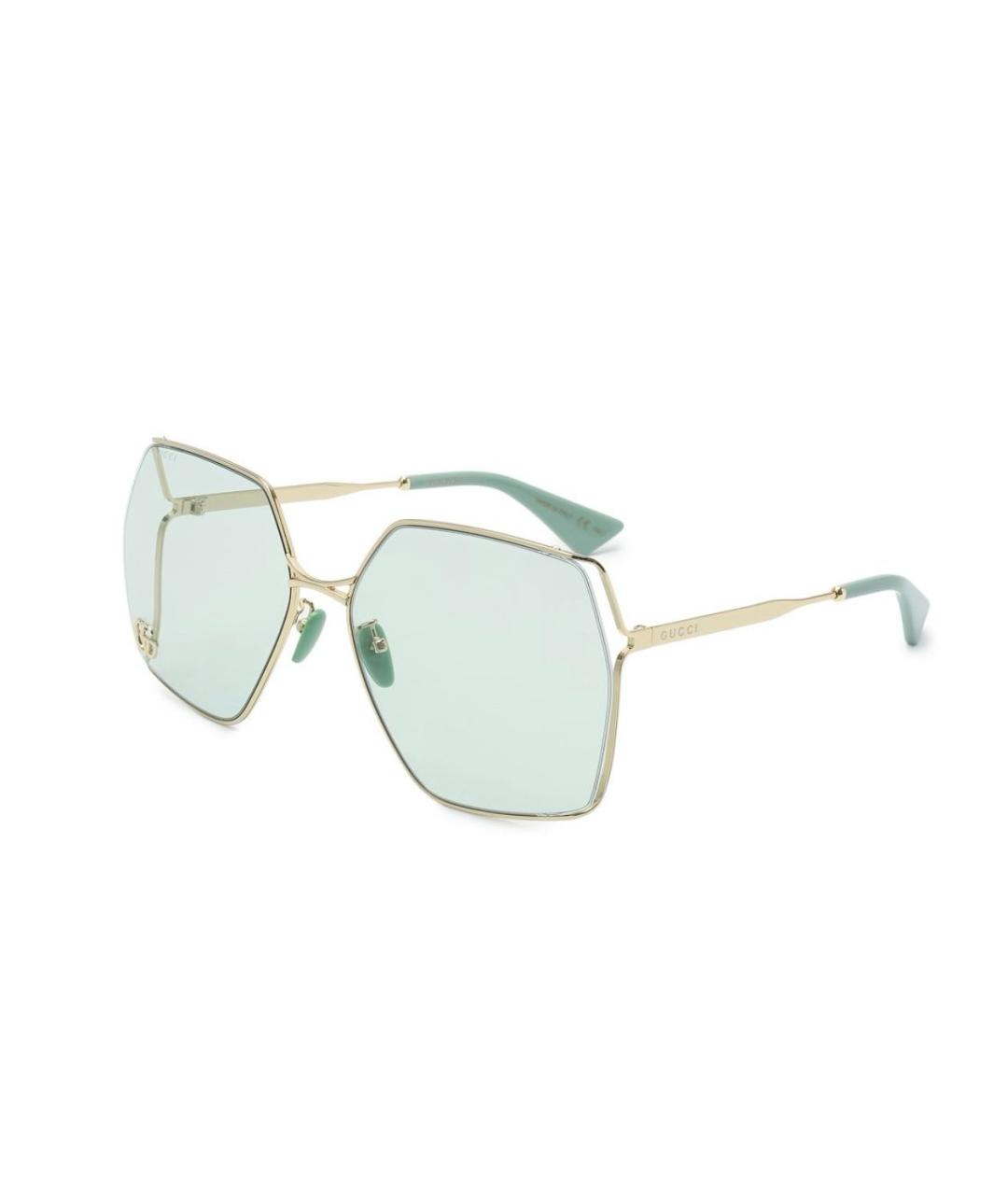GUCCI Золотые металлические солнцезащитные очки, фото 2