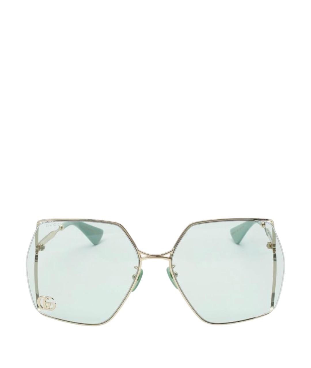 GUCCI Золотые металлические солнцезащитные очки, фото 1