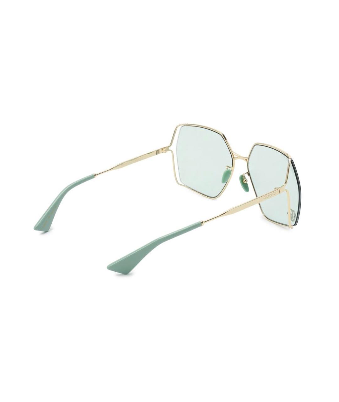 GUCCI Золотые металлические солнцезащитные очки, фото 3
