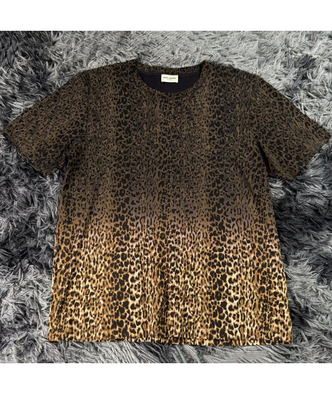 SAINT LAURENT Горчичная хлопковая футболка, фото 7