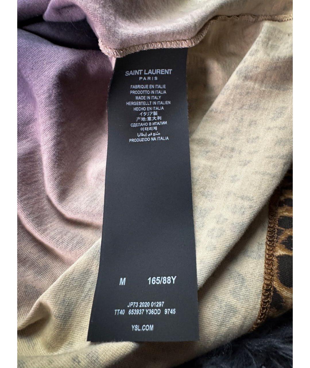 SAINT LAURENT Горчичная хлопковая футболка, фото 6