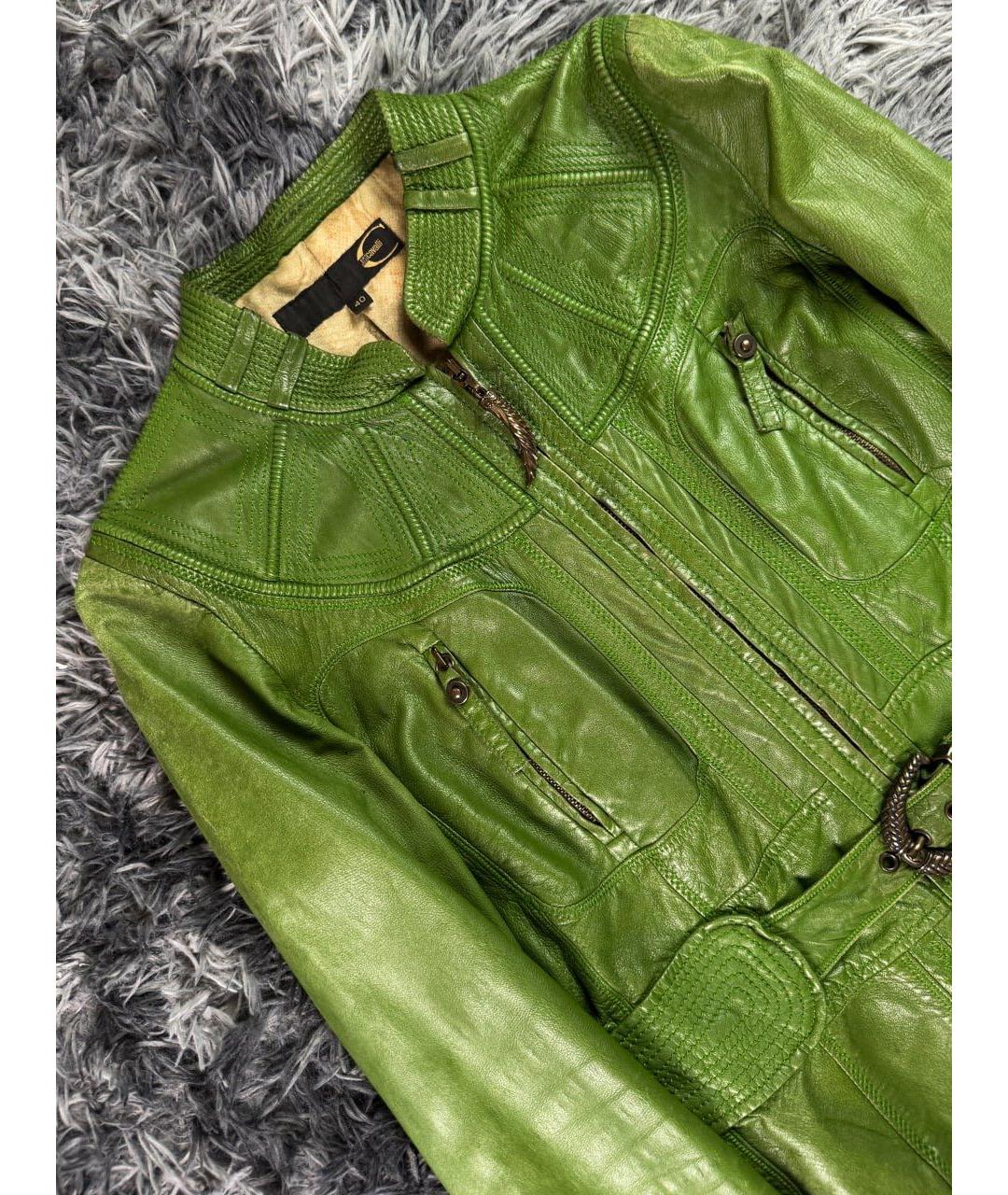 JUST CAVALLI Зеленая кожаная куртка, фото 5