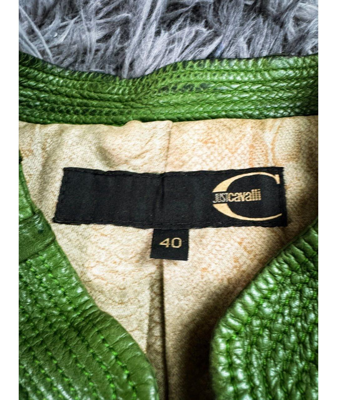 JUST CAVALLI Зеленая кожаная куртка, фото 8
