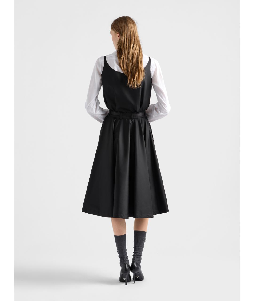 PRADA Черная нейлоновая юбка миди, фото 4