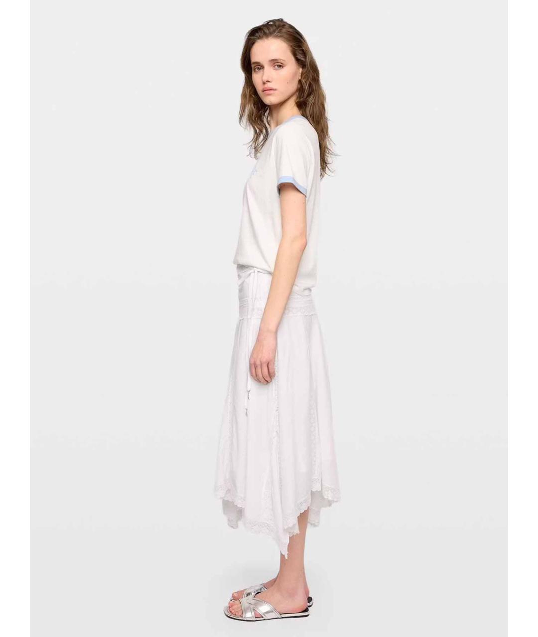 ZADIG & VOLTAIRE Белая хлопковая юбка миди, фото 4