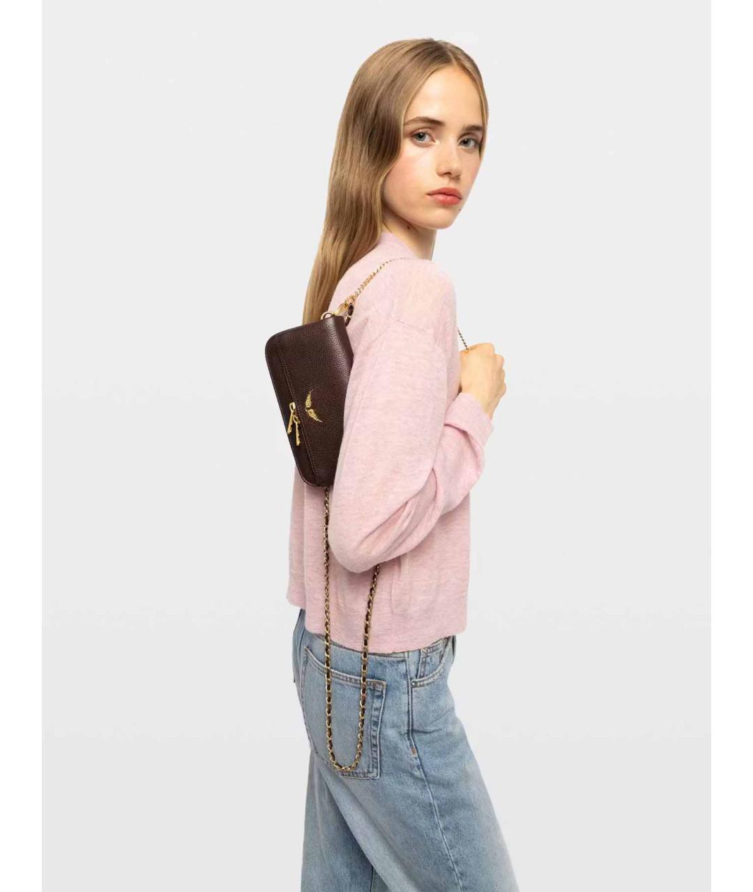 ZADIG & VOLTAIRE Коричневая кожаная сумка через плечо, фото 9