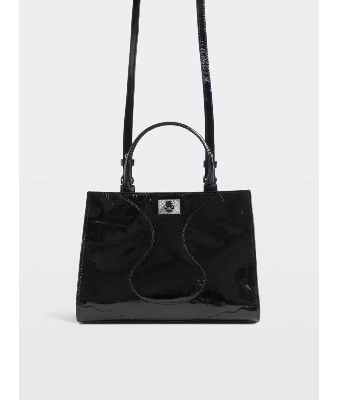 ZADIG & VOLTAIRE Черная сумка тоут из лакированной кожи, фото 3