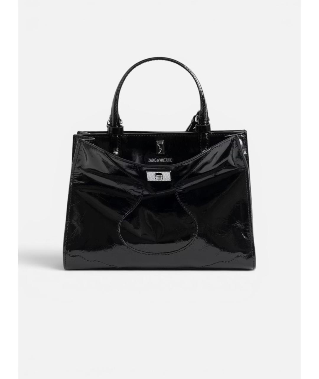 ZADIG & VOLTAIRE Черная сумка тоут из лакированной кожи, фото 7