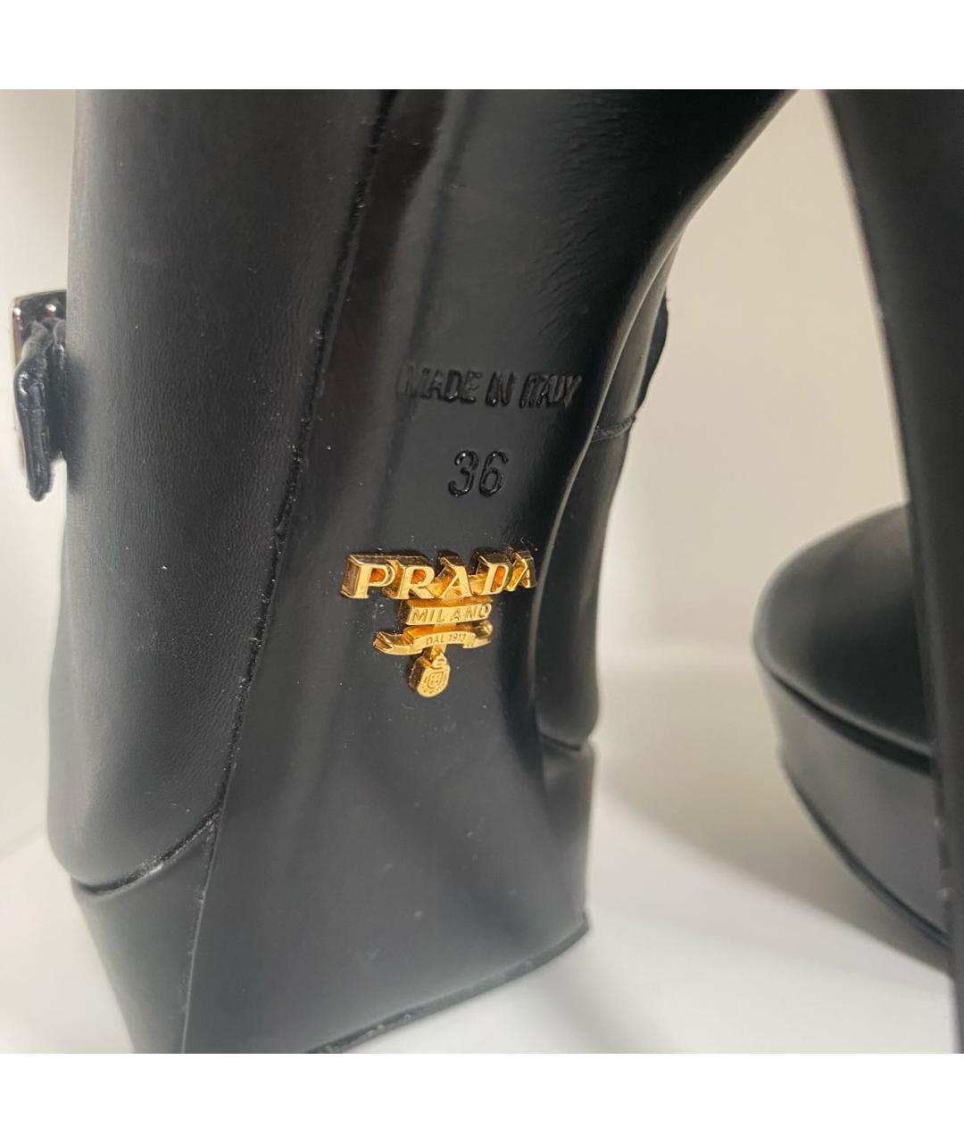 PRADA Черные кожаные ботильоны, фото 5