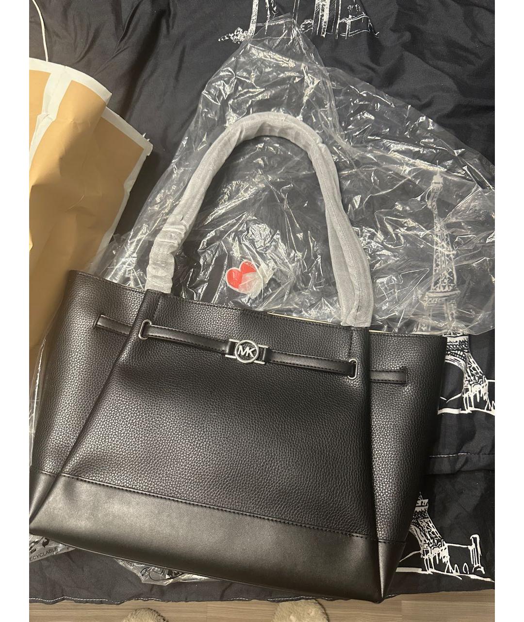 MICHAEL KORS Черная кожаная сумка тоут, фото 2