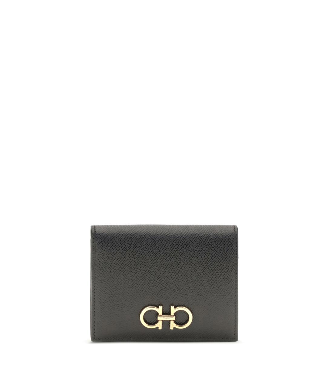 FERRAGAMO Черный кожаный кошелек, фото 1