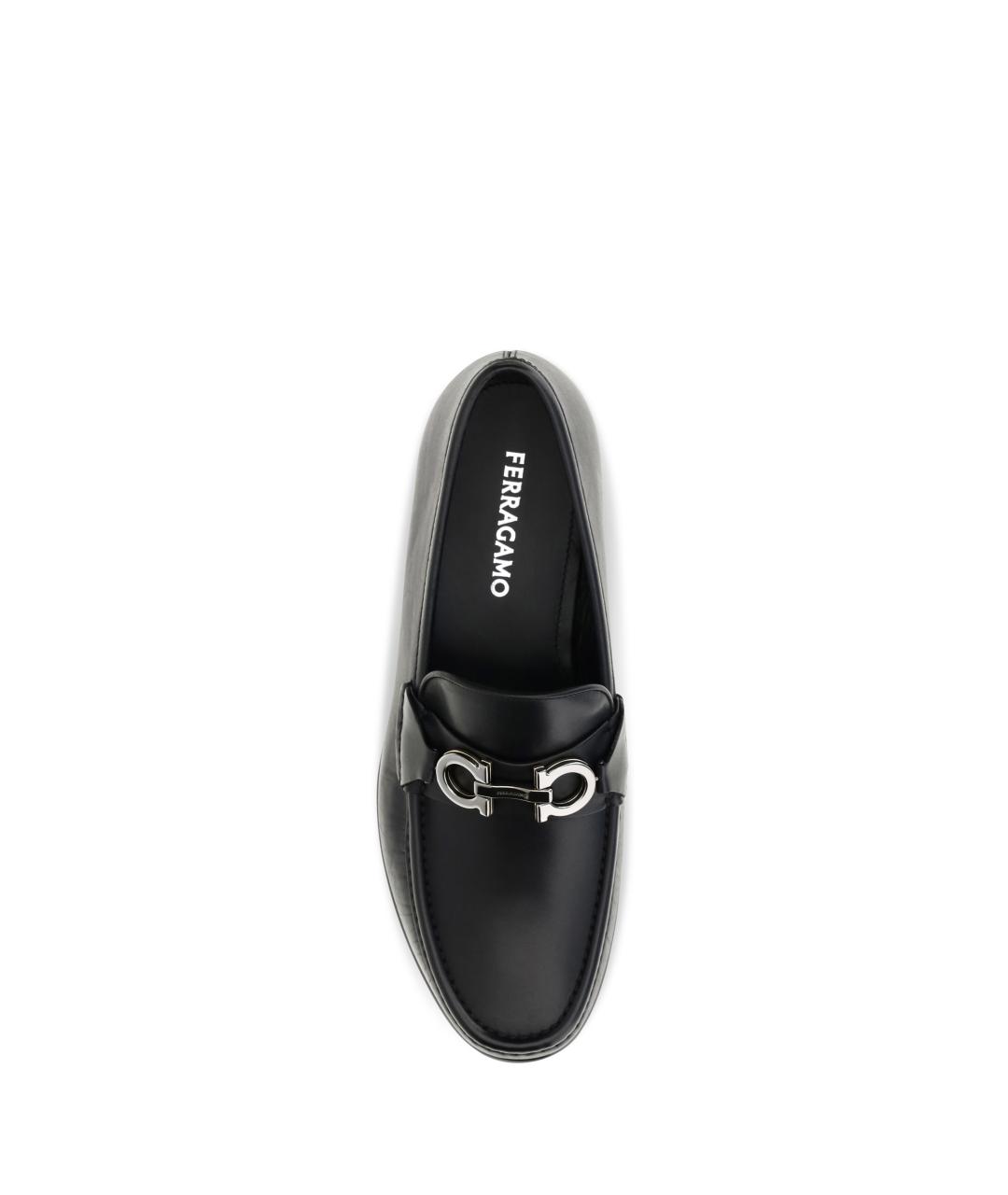 FERRAGAMO Черные кожаные лоферы, фото 4