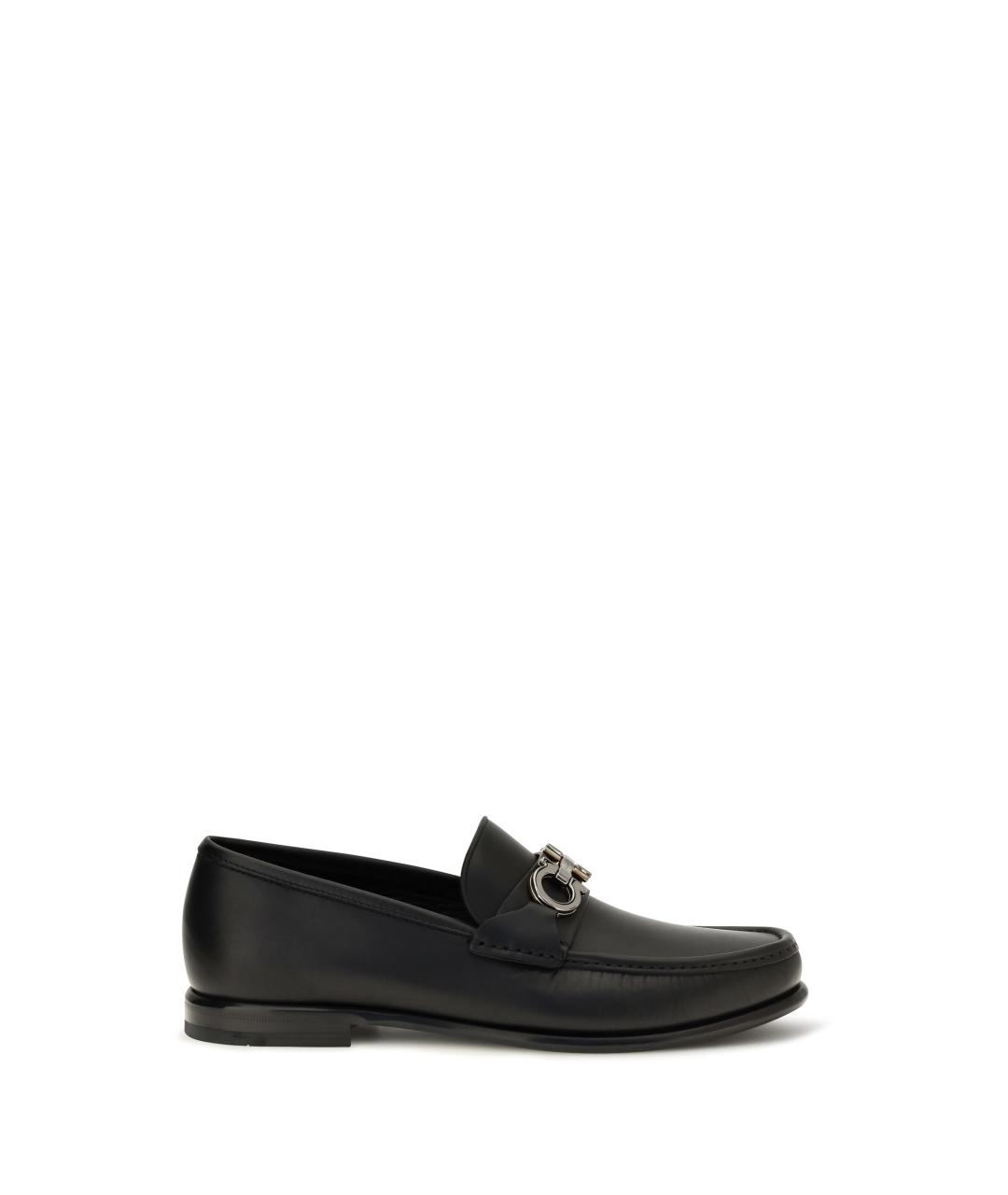 FERRAGAMO Черные кожаные лоферы, фото 1