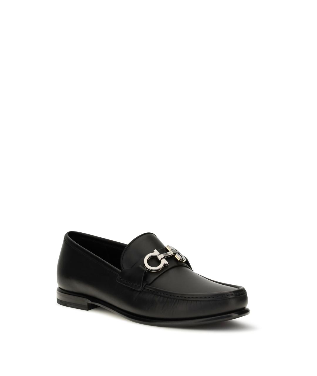 FERRAGAMO Черные кожаные лоферы, фото 2