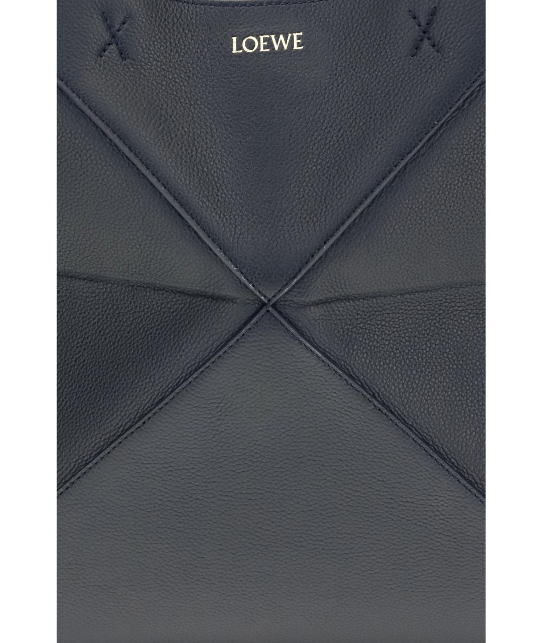 LOEWE Темно-синяя кожаная сумка тоут, фото 4