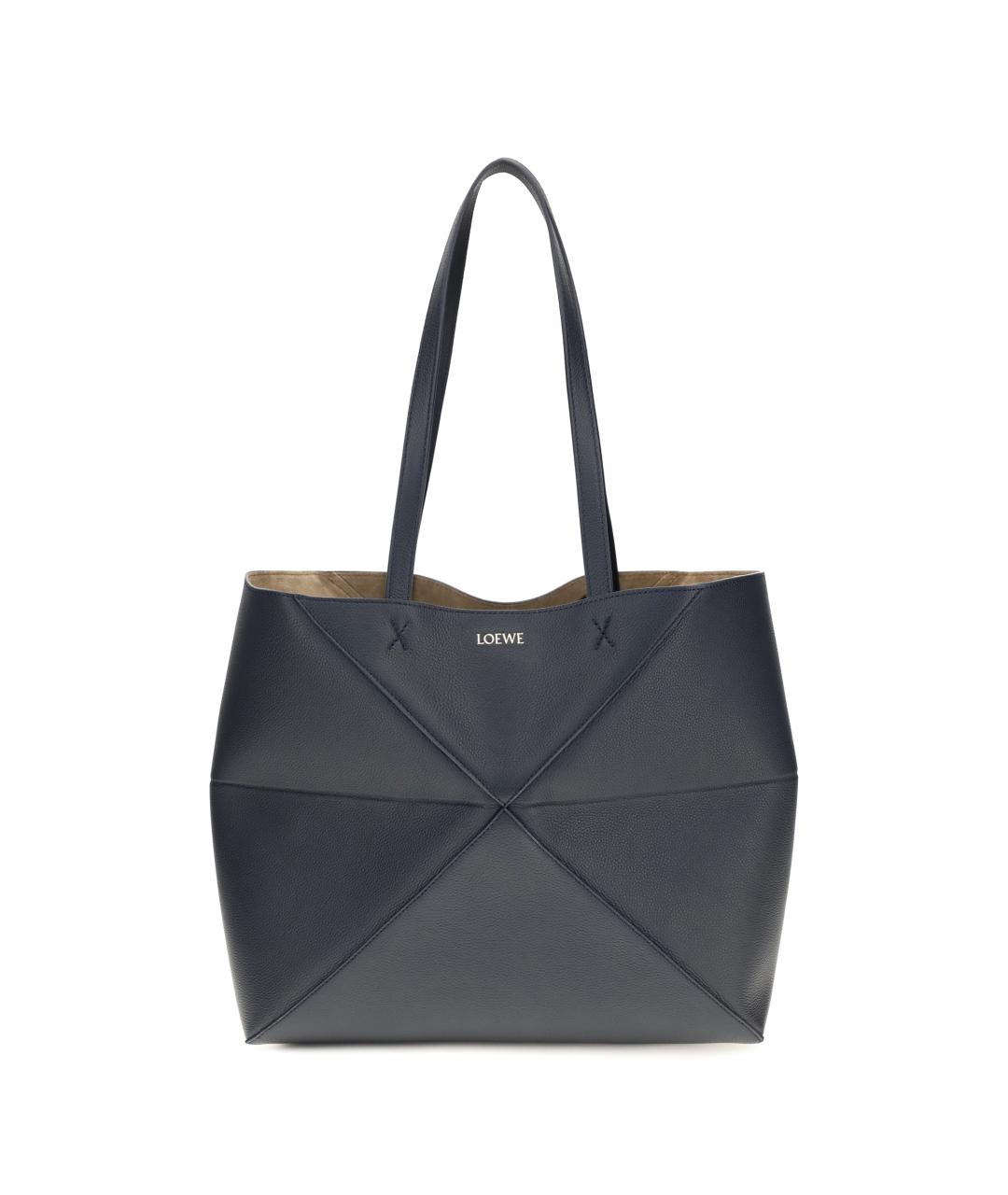 LOEWE Темно-синяя кожаная сумка тоут, фото 1