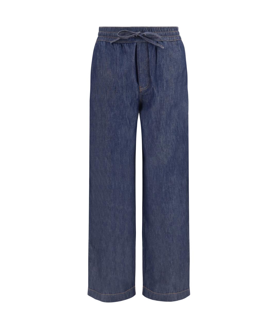 LOEWE Синие хлопковые повседневные брюки, фото 1