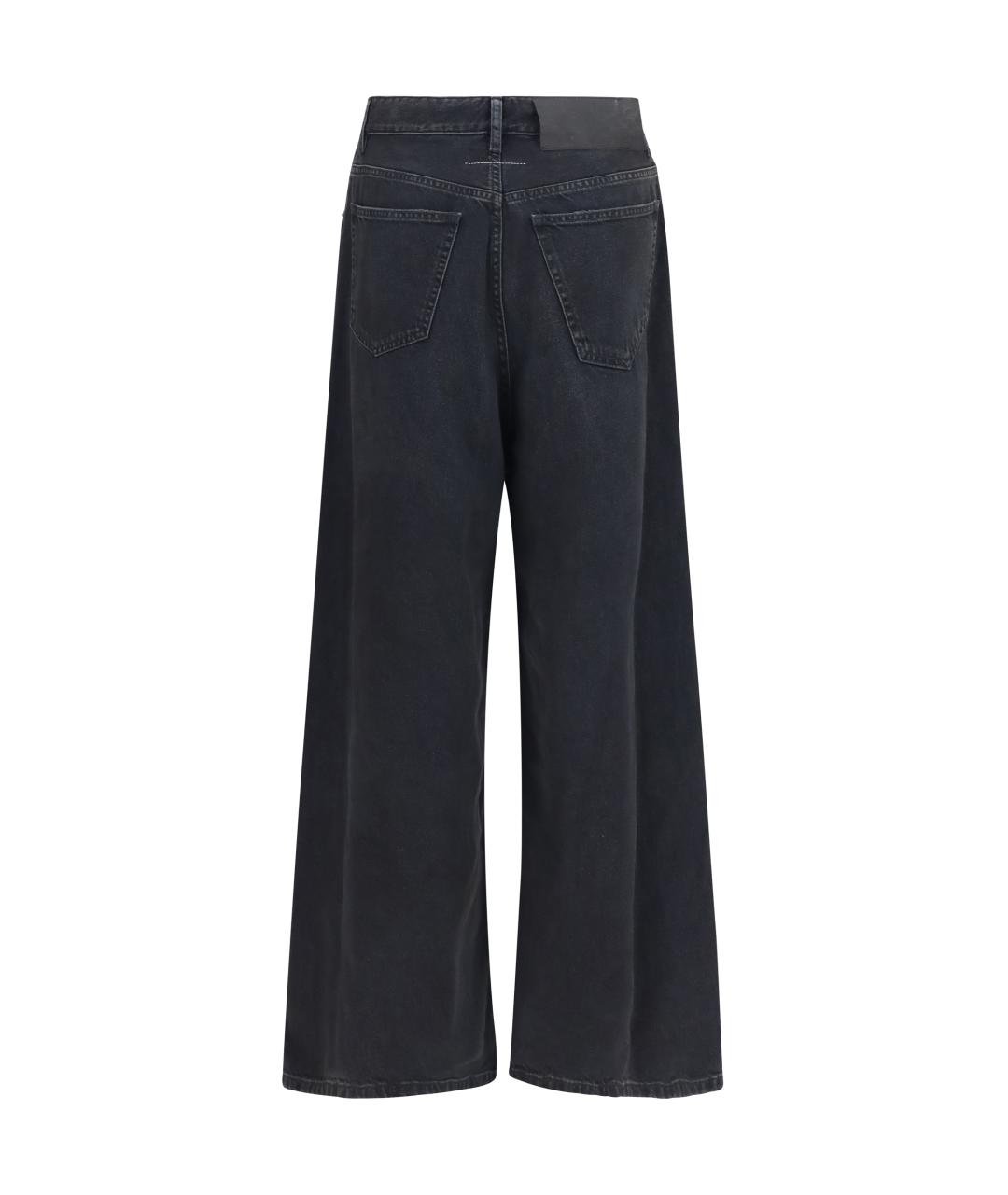 MM6 MAISON MARGIELA Черные хлопковые прямые джинсы, фото 2