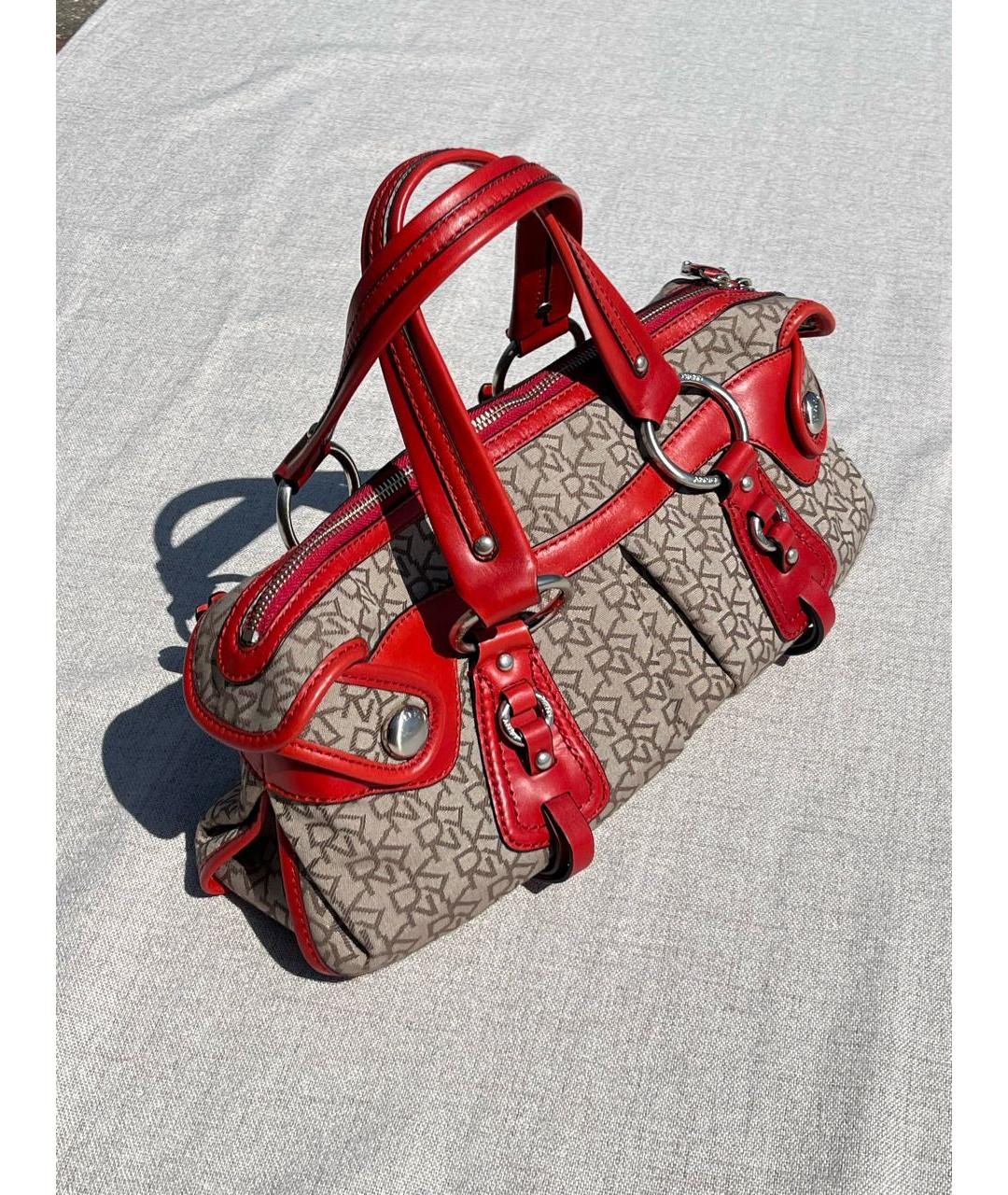DKNY Бежевая канва сумка с короткими ручками, фото 3
