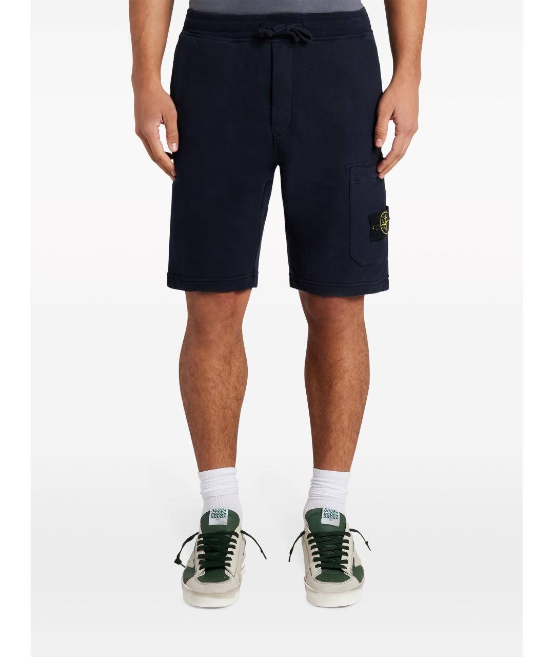 STONE ISLAND Темно-синие хлопковые шорты, фото 2